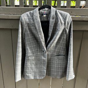Tommy Hilfiger Gray Plaid Blazer Business Jacket Sz 4